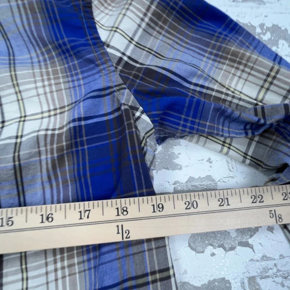 Ralph Lauren Shirt Boys XL Blue Button Up Tartan Plaid Dress Youth Kids Multi *